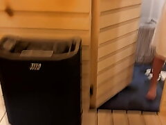 Risky orgy with a stranger in a sauna