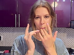 Dormmate-girl gets cum in throat and