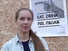 GERMAN SCOUT - Uber-cute TEEN KINUSKI TALK TO REAL Gam SHAKING Ejaculation CASTING