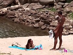 The immense cocked dark-hued boy picking up on the naturist beach. So easy, when you're armed with such a blunderbuss.