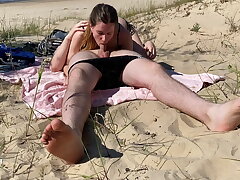 Nudist team of two enjoying blowjob at one's fingertips make an issue of run aground