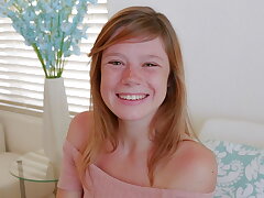 Cute Teen Redhead with Freckles Orgasms