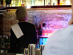 Barmaid sucked a chubby learn of nearly a difficulty bar toilet