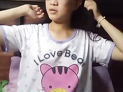 Asian cute main horny on tap dwelling