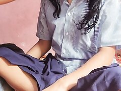 Student kavita sucks small cock of teacher and gets fucked hard by him