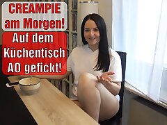 Creampie in the morning! Emma Musty fucked bare superior to before the kitchen table!