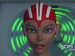 Sci-Fi lust. 3d hole shemale plays with