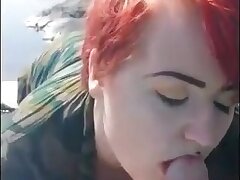 amateur sweeping blowjob on shore