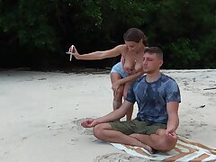 Meditation on the beach! Messy Blowjob