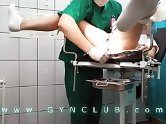 Orgasm approach on gynecology stool