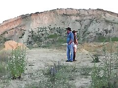 Cowboy sex on the hill background