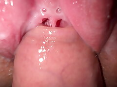 I fucked my horny stepsister, cock-squeezing pearly pussy and close up jizz shot