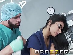 Physicians Escapade - (Shazia Sahari) - Therapist tears up Nurse while patient is out cold - Brazzers