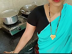 Newly married housewife was chatting with hubby and getting pound with step-brother in kitchen in doggy fashion dirty hindi audio