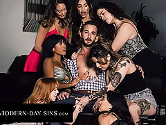 Hookup Addicts Ember Snow & Madi Collins Switch sides Gangbang Their Support Gang