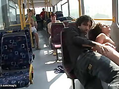 Lil European stunner humps on a city bus