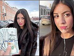 Beauty ambles with cum on her face in public, for a generous reward from a stranger - Cumwalk