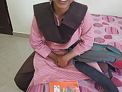 Steamy indian desi student was painfull boinking with schoolteacher in coching apartment on dogy fashion and chat to Hindi audio